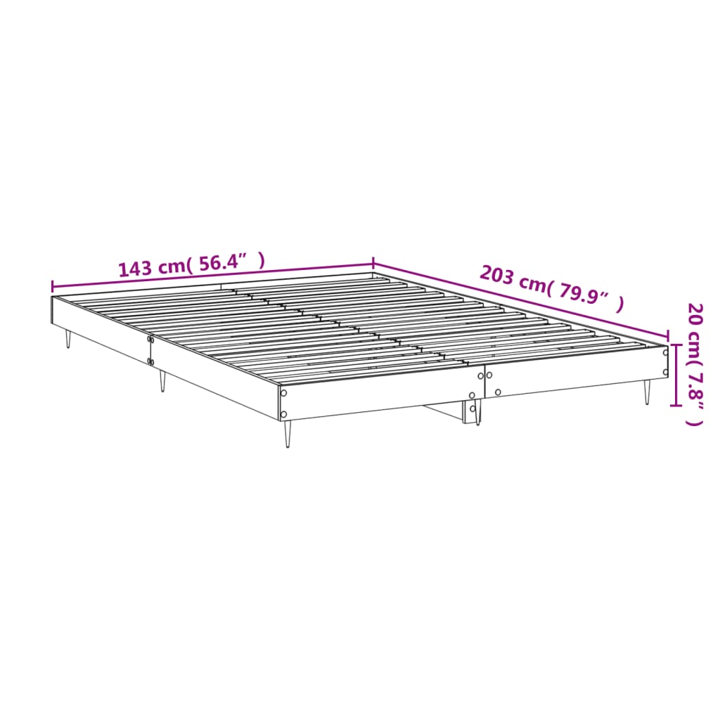 Bed frame concrete grey 140x200 cm wood material