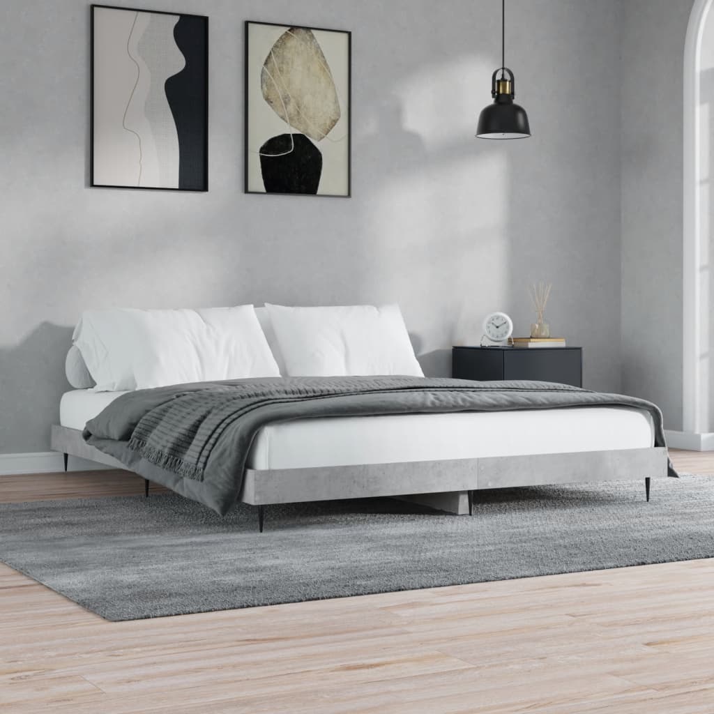 Bed frame concrete grey 120x200 cm wood material