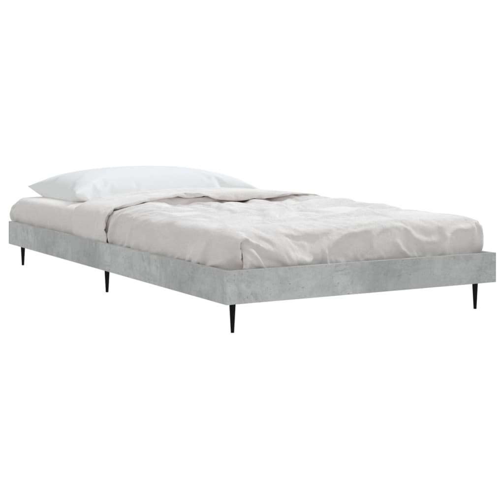 Bed frame concrete grey 100x200 cm wood material