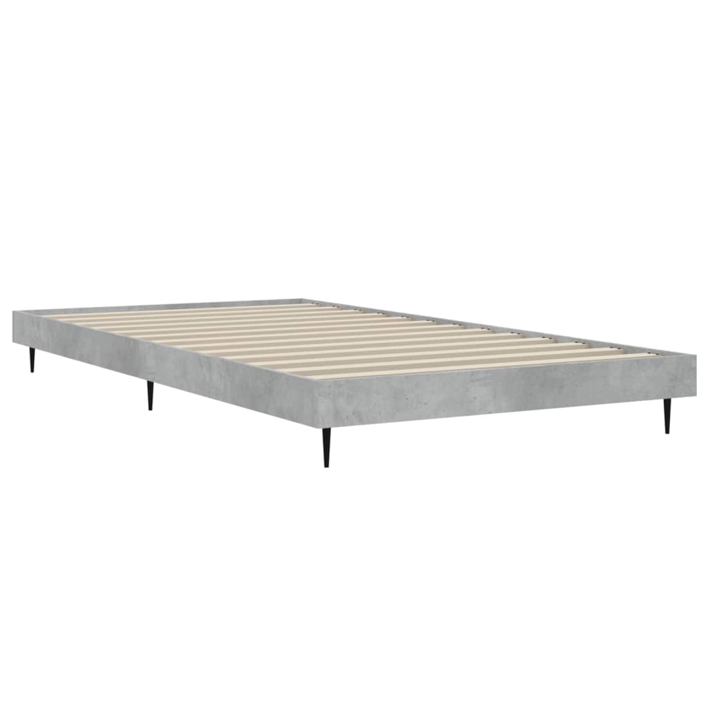 Bed frame concrete grey 100x200 cm wood material