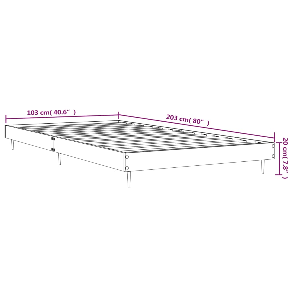 Bed frame concrete grey 100x200 cm wood material