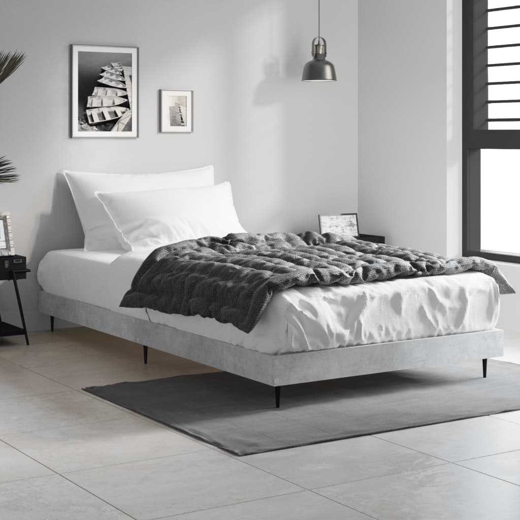Bed frame concrete grey 100x200 cm wood material