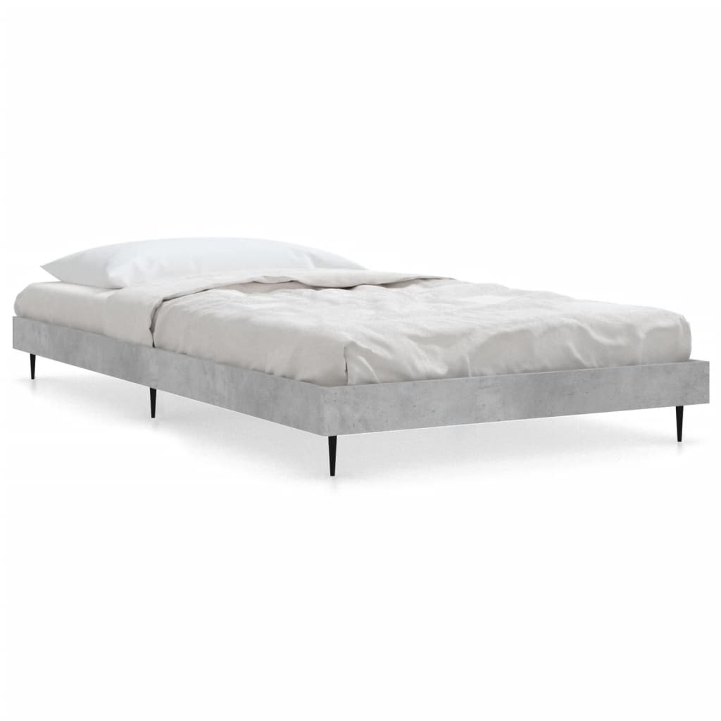 Bed frame concrete grey 90x200 cm wood material