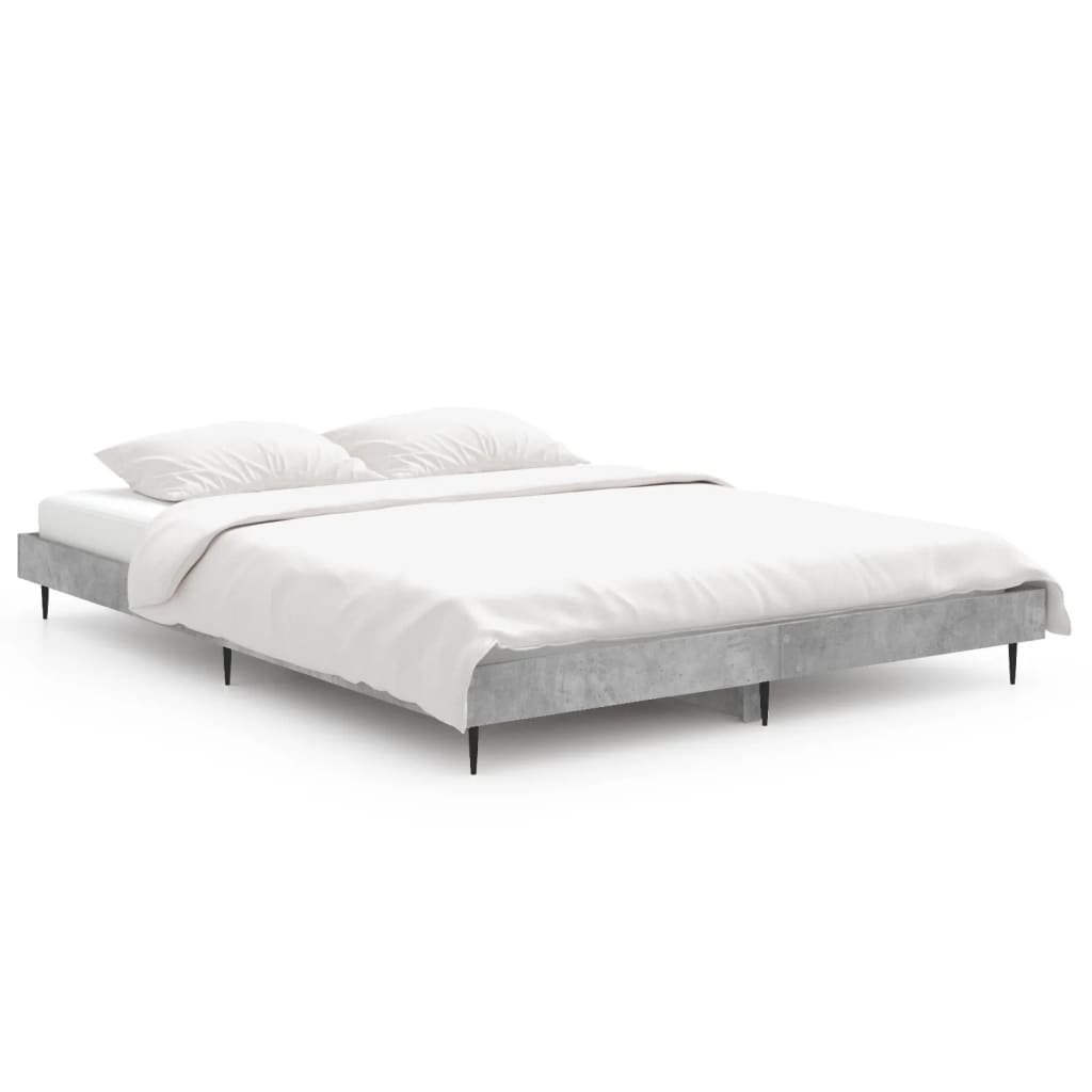 Bed frame concrete grey 140x190 cm wood material