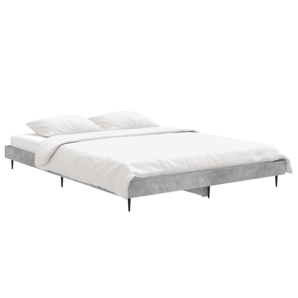 Bed frame concrete grey 140x190 cm wood material