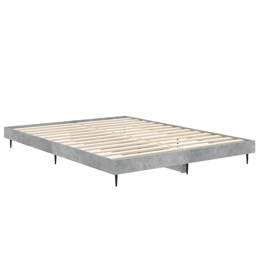 Bed frame concrete grey 140x190 cm wood material