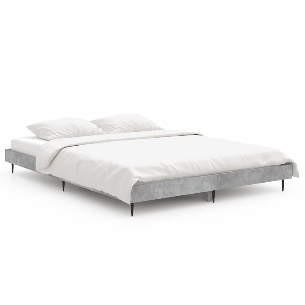 Bed frame concrete grey 135x190 cm wood material
