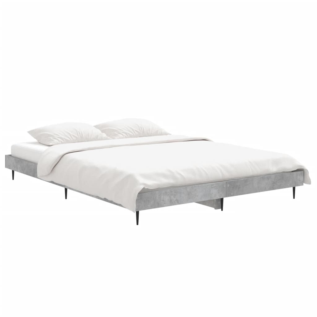 Bed frame concrete grey 135x190 cm wood material