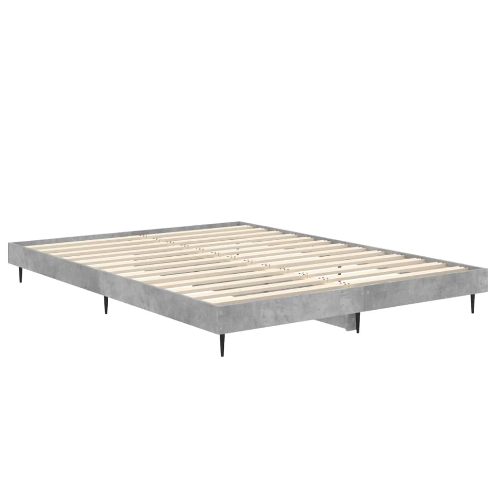 Bed frame concrete grey 135x190 cm wood material