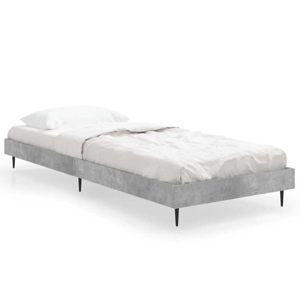 Bed frame concrete grey 75x190 cm wood material