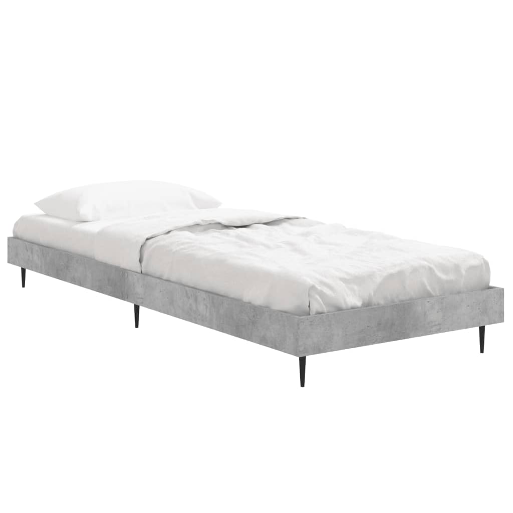 Bed frame concrete grey 75x190 cm wood material