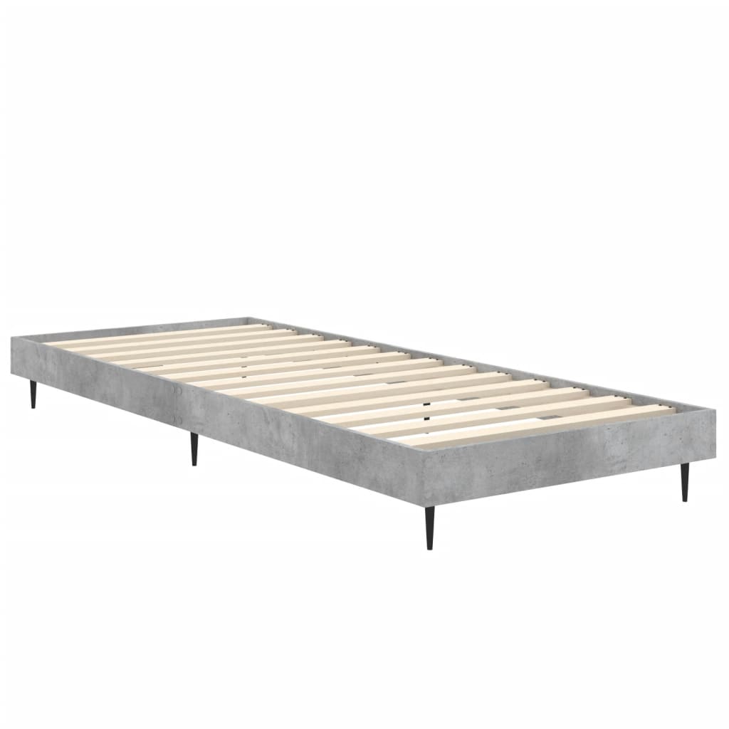 Bed frame concrete grey 75x190 cm wood material