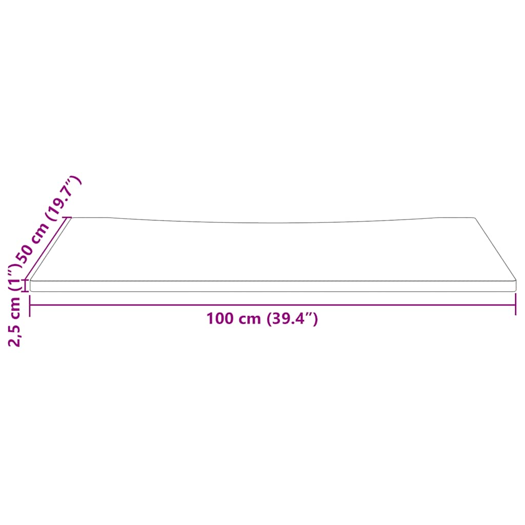 Plateau de bureau 100x50x2,5 cm en pin massif