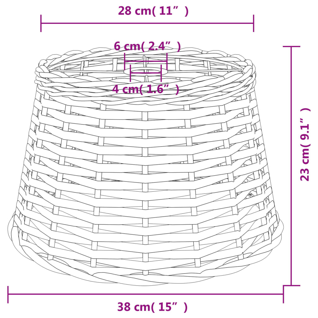Lampshade White Ø38x23 cm Wicker