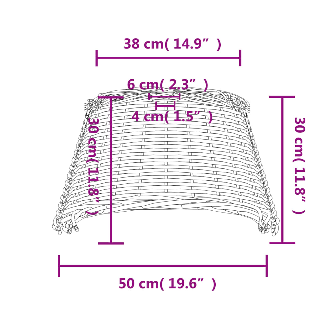 Lampshade White Ø50x30 cm Wicker