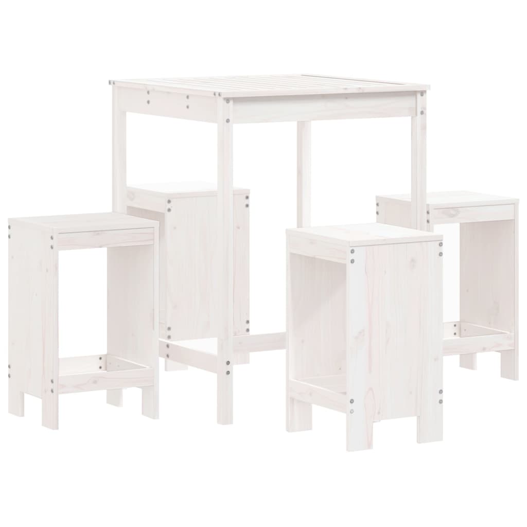 Ensemble de bar de jardin 5 pièces en pin massif blanc