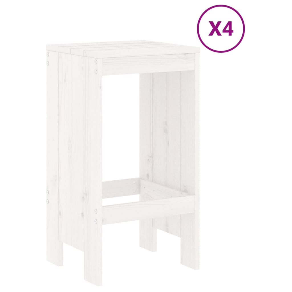 Ensemble de bar de jardin 5 pièces en pin massif blanc