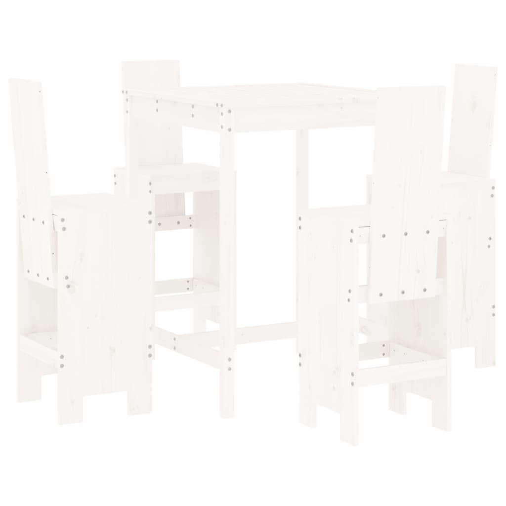 Ensemble de bar de jardin 5 pièces en pin massif blanc