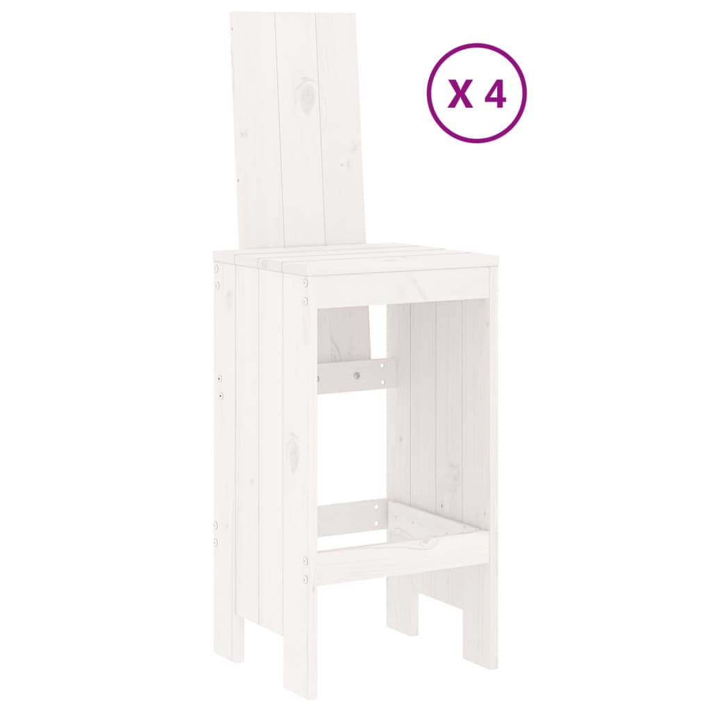 Ensemble de bar de jardin 5 pièces en pin massif blanc