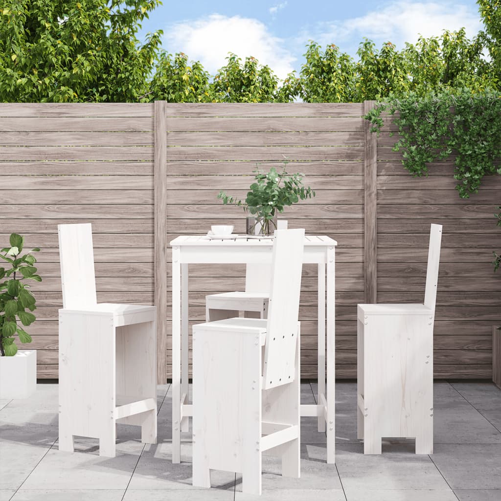 Ensemble de bar de jardin 5 pièces en pin massif blanc
