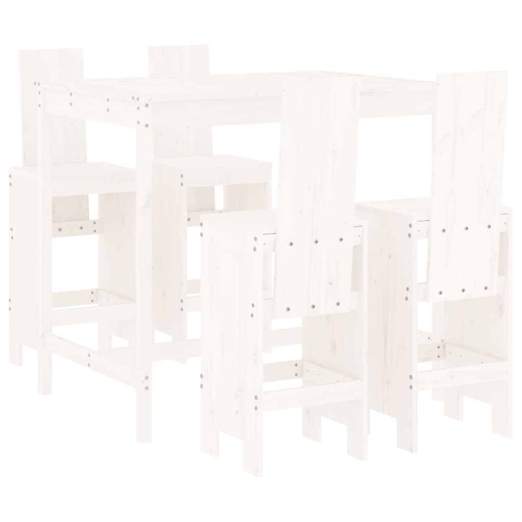 Ensemble de bar de jardin 5 pièces en pin massif blanc