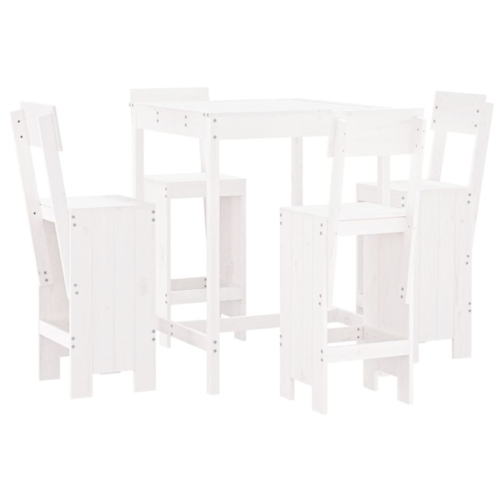 Ensemble de bar de jardin 5 pièces en pin massif blanc