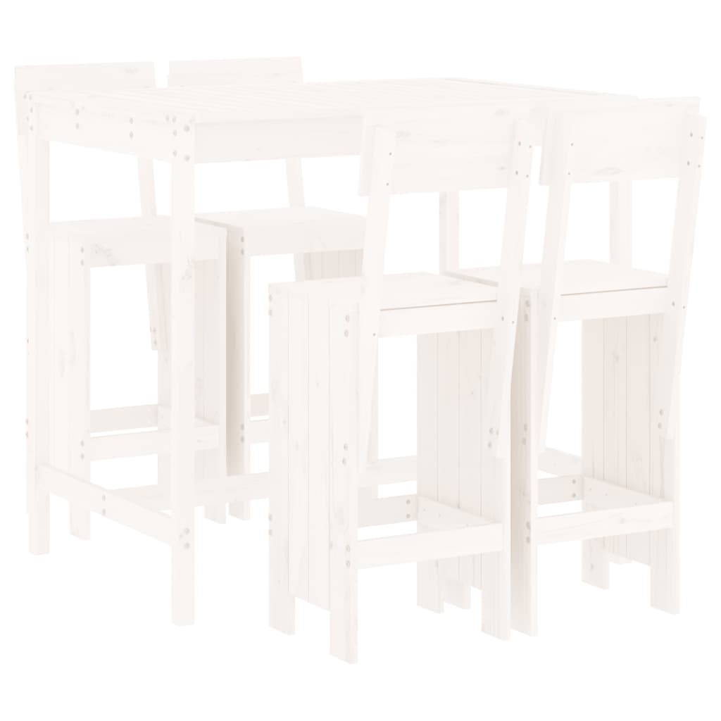 Ensemble de bar de jardin 5 pièces en pin massif blanc