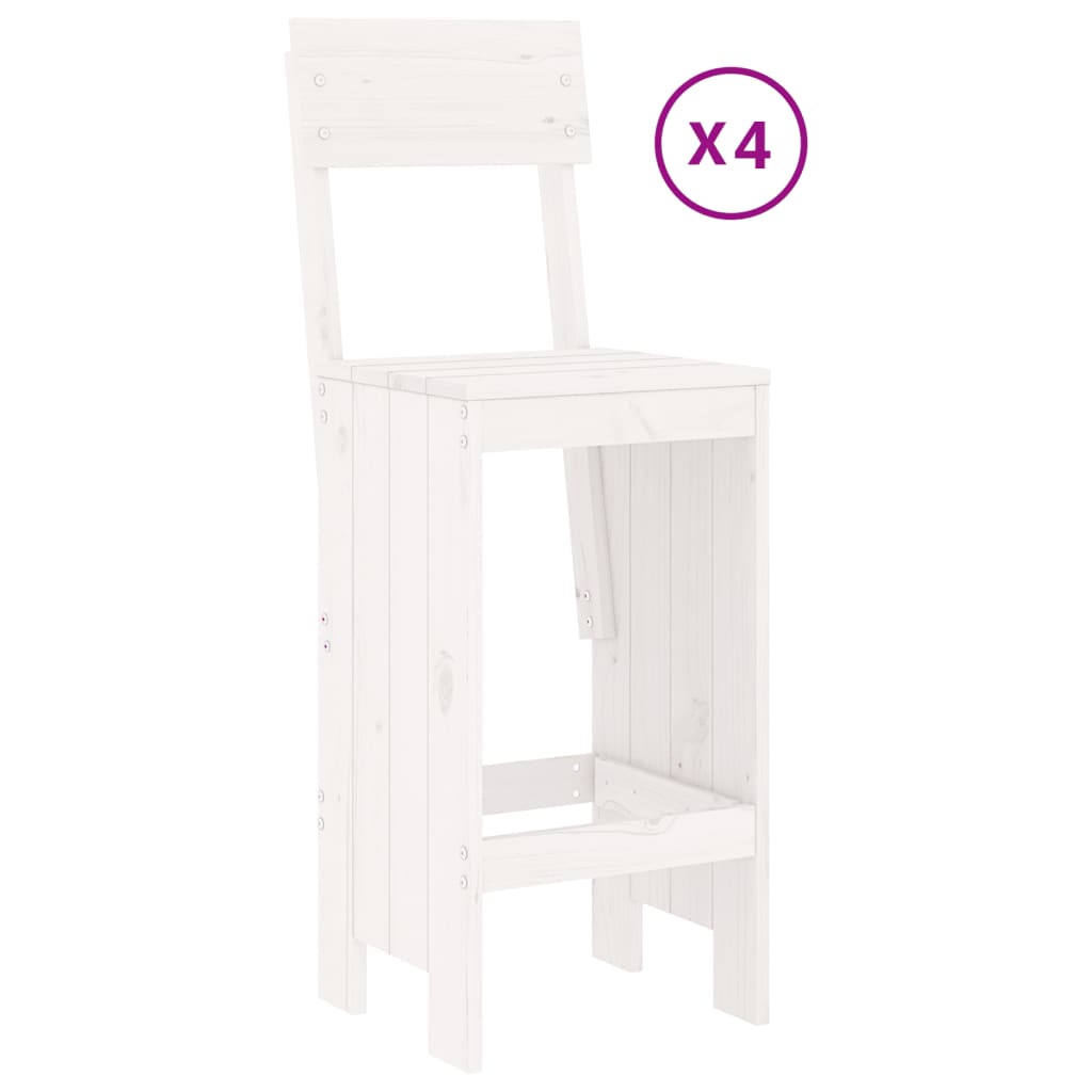 Ensemble de bar de jardin 5 pièces en pin massif blanc