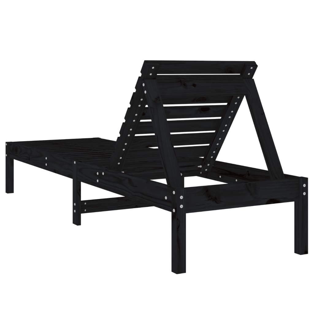 Chaises longues 2 pcs. Noir 199,5x60x74 cm bois de pin massif