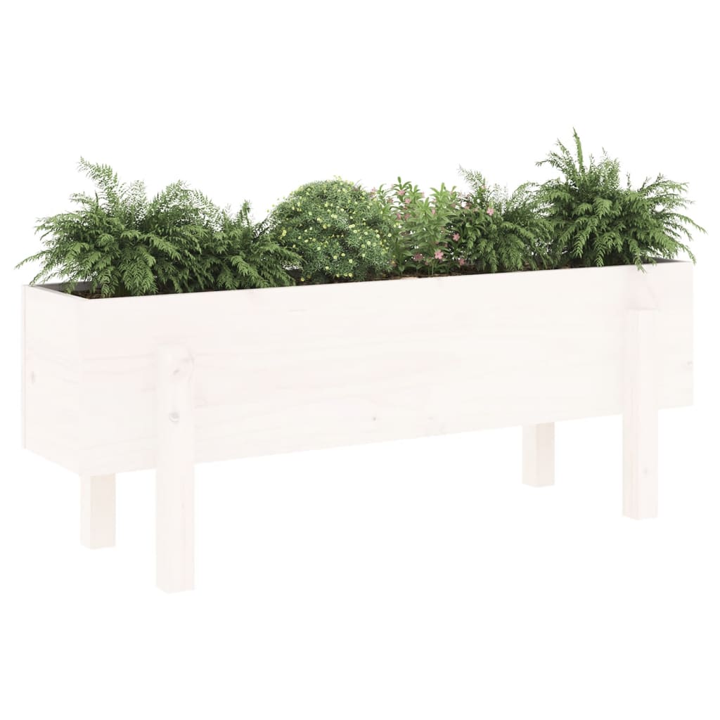 Raised bed white 101x30x38 cm solid pine wood