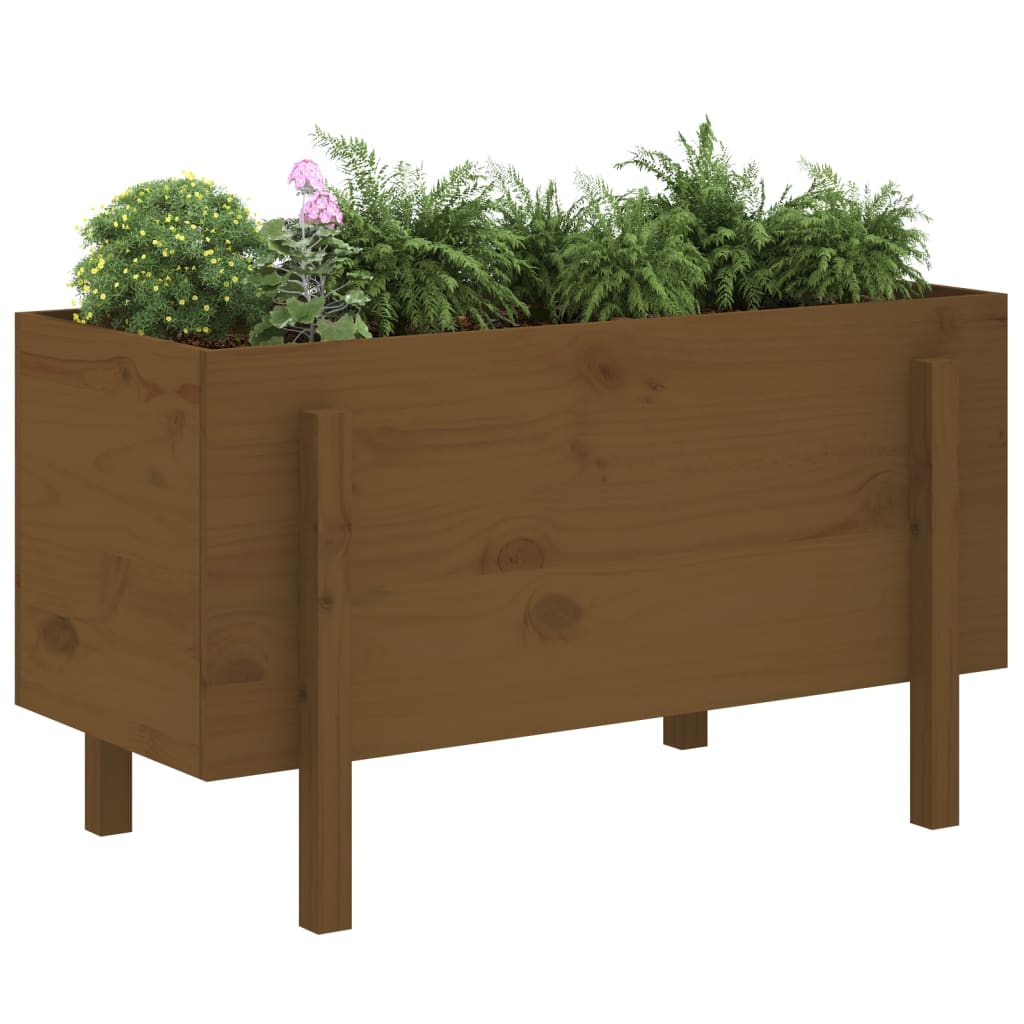 Lit surélevé marron miel 101x50x57 cm bois de pin massif