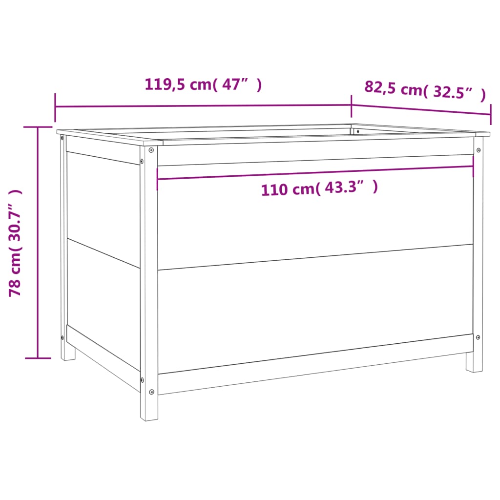 Raised Bed White 119.5x82.5x78 cm Solid Pine Wood