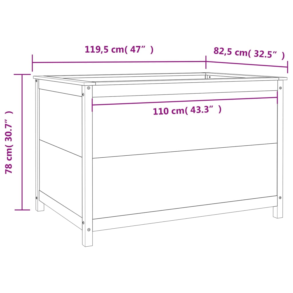 Raised Bed Grey 119.5x82.5x78 cm Solid Pine Wood