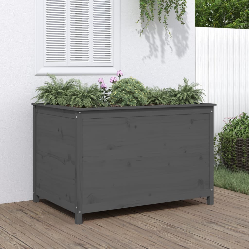 Raised Bed Grey 119.5x82.5x78 cm Solid Pine Wood
