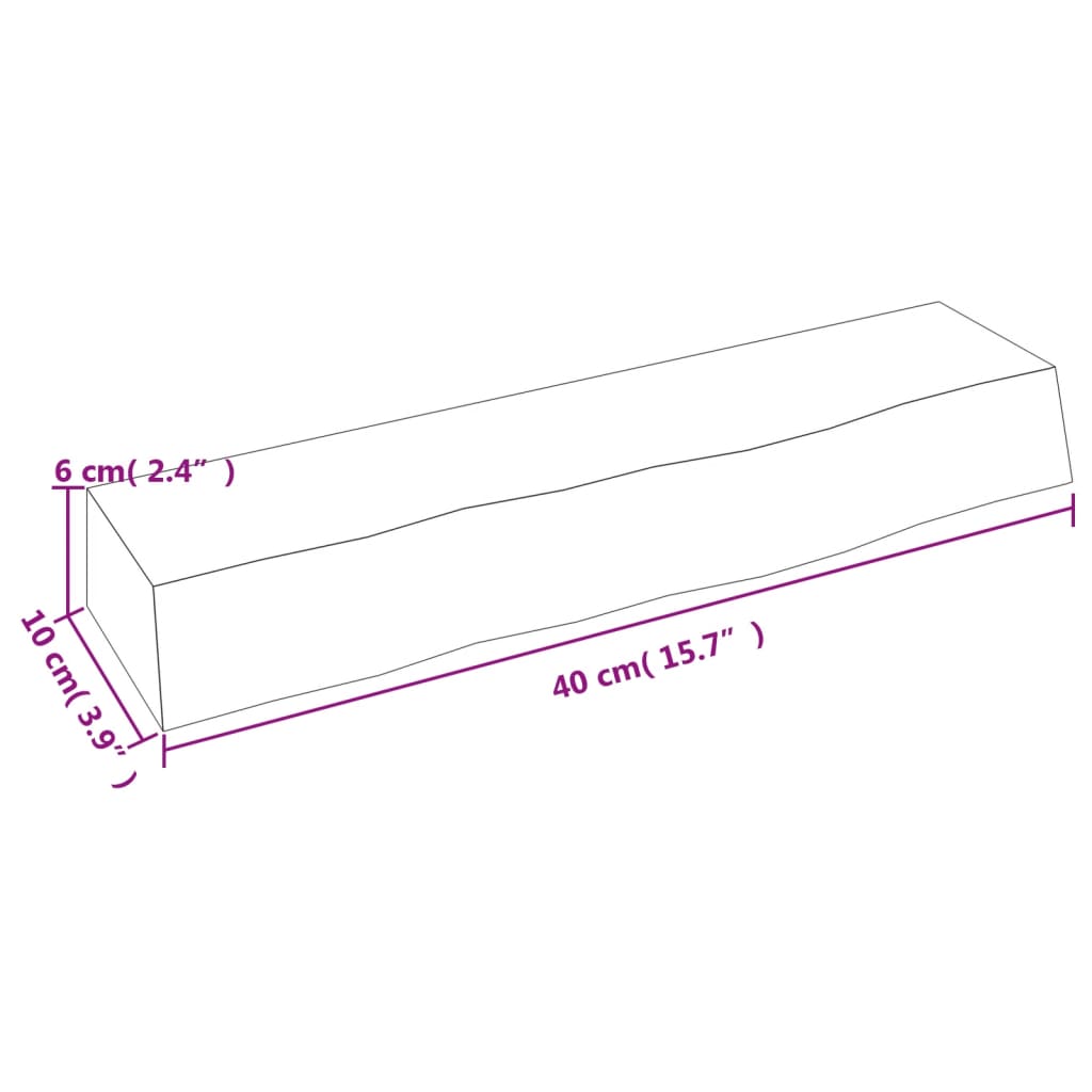 Wall shelf 40x10x6 cm solid oak untreated