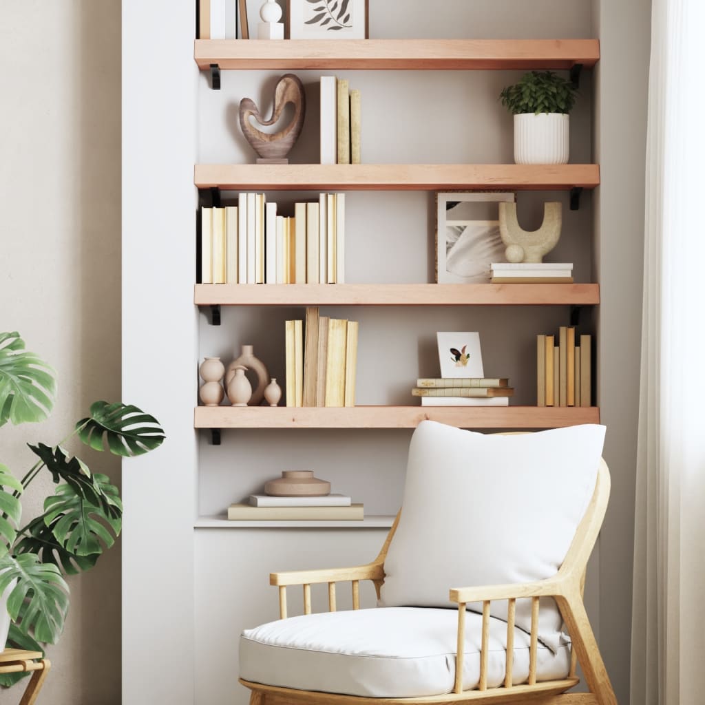 Wall shelf 80x30x(2-6) cm solid oak untreated