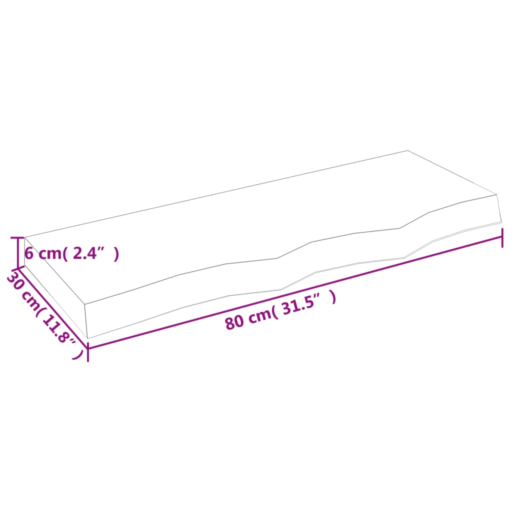 Wall shelf 80x30x(2-6) cm solid oak untreated