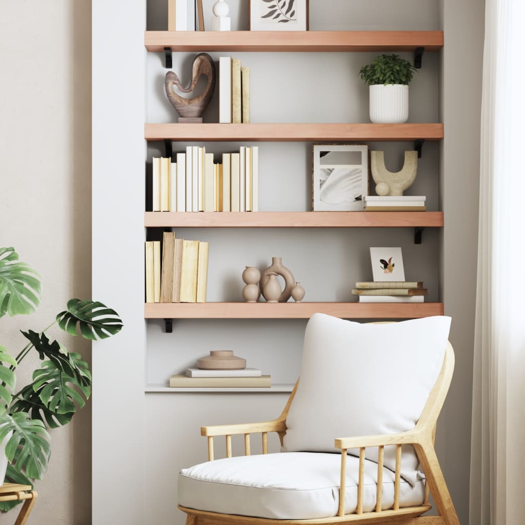 Wall Shelf Light Brown 100x20x6 cm Solid Oak Treated