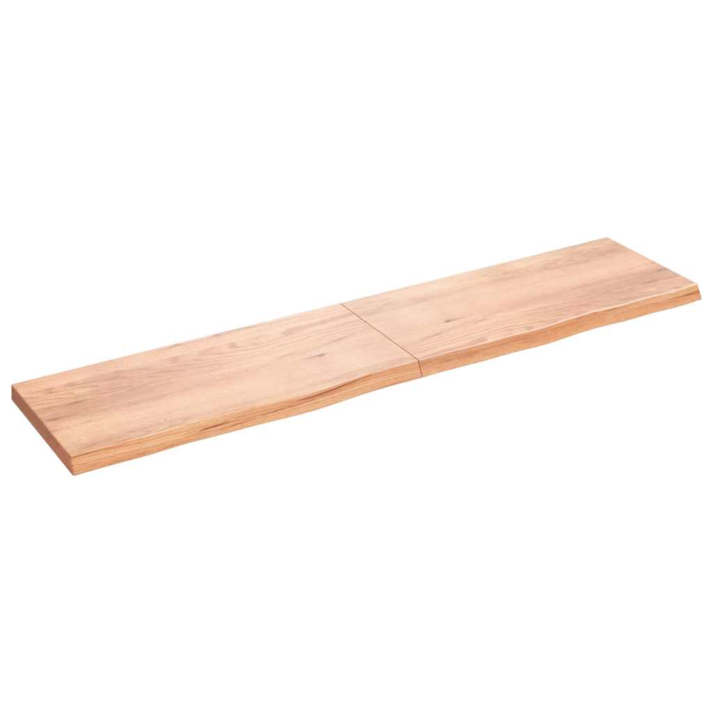 Wall Shelf Light Brown 220x50x(2-6) cm Solid Oak Treated