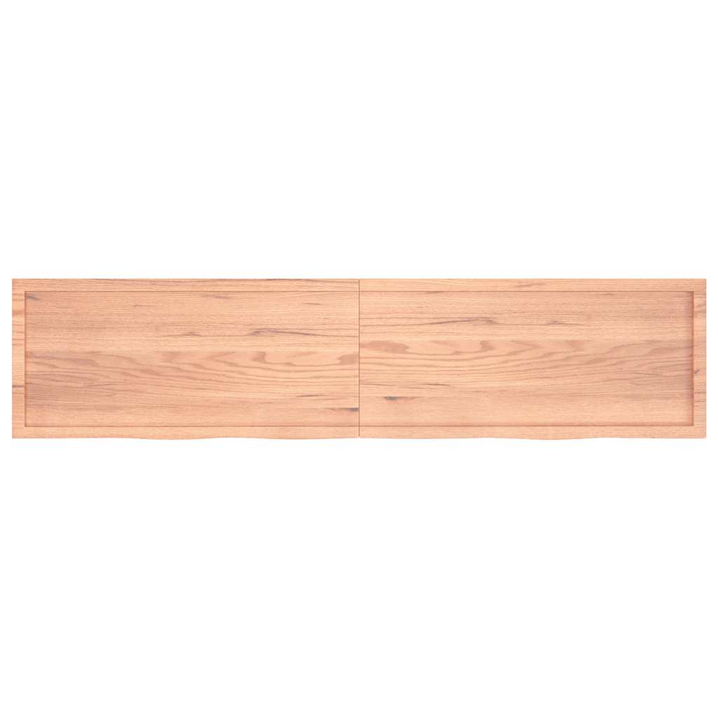 Wall Shelf Light Brown 220x50x(2-6) cm Solid Oak Treated