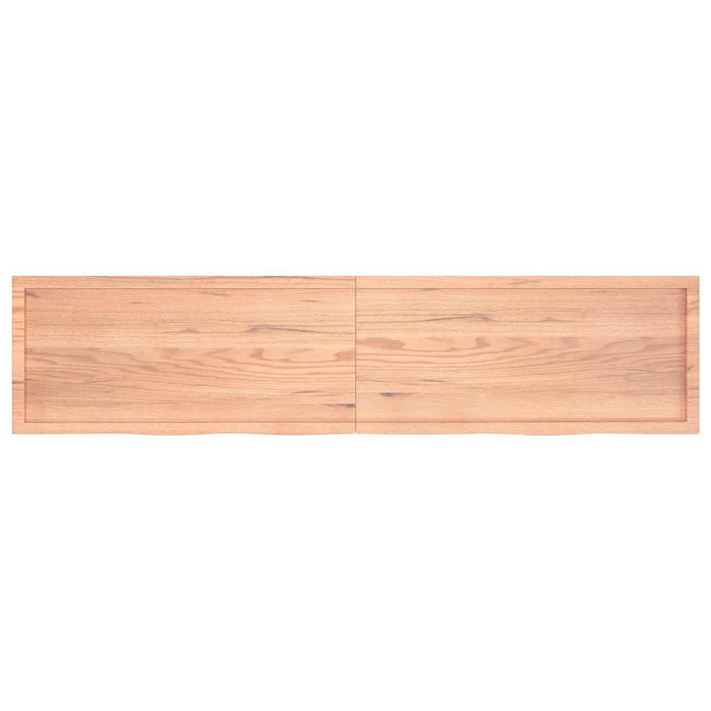 Wall Shelf Light Brown 220x50x(2-6) cm Solid Oak Treated