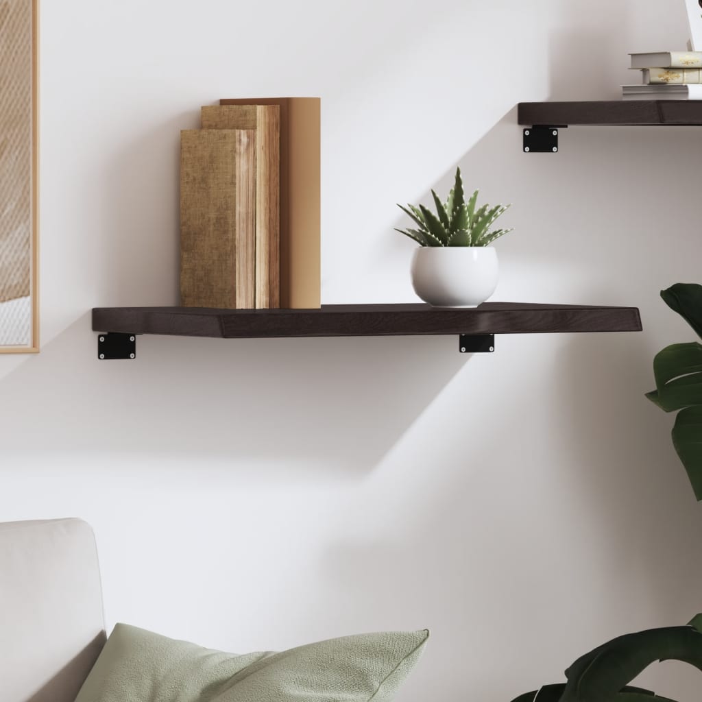 Wall Shelf Dark Brown 60x30x(2-4) cm Solid Oak Treated