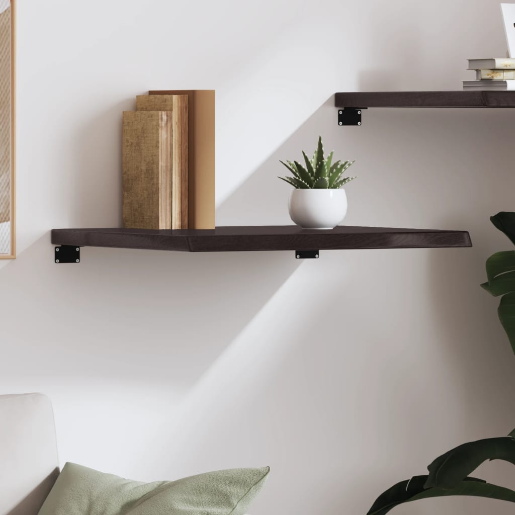 Wall Shelf Dark Brown 60x50x(2-4) cm Solid Oak Treated