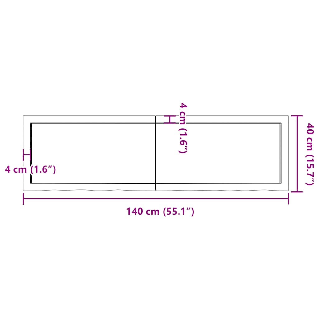 Wall Shelf Dark Brown 140x40x(2-6)cm Solid Oak Treated