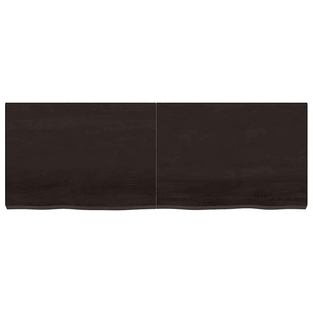 Wall Shelf Dark Brown 140x50x(2-6)cm Solid Oak Treated