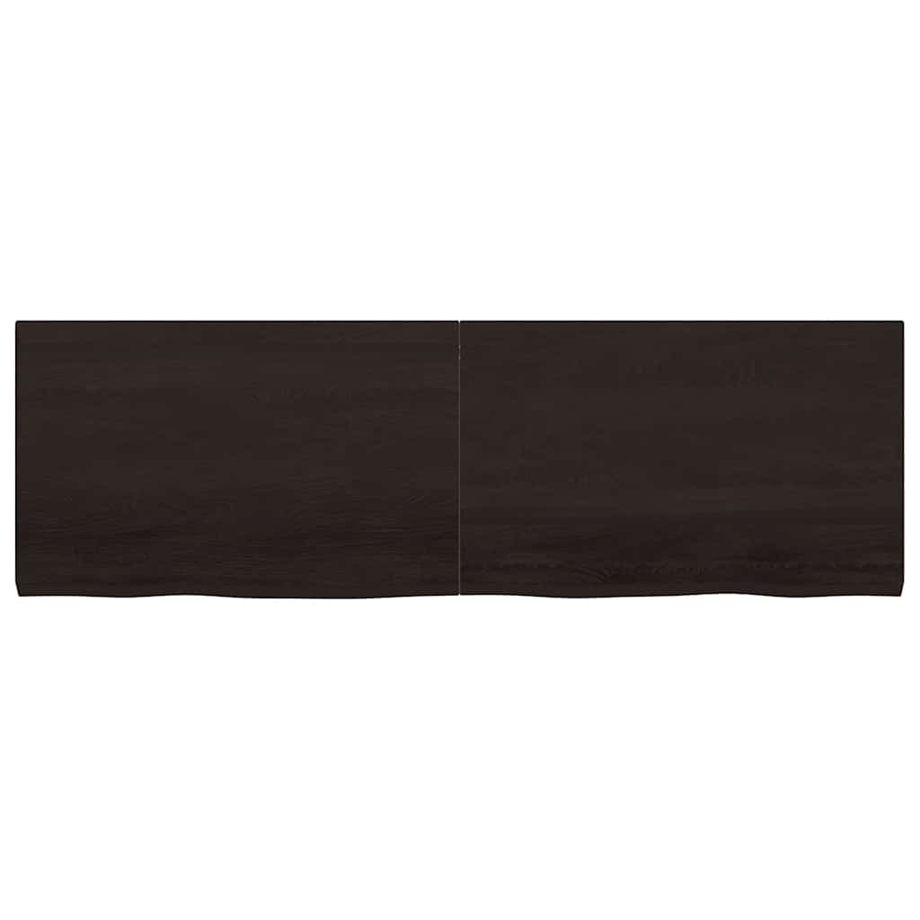 Wall Shelf Dark Brown 160x50x(2-4)cm Solid Oak Treated