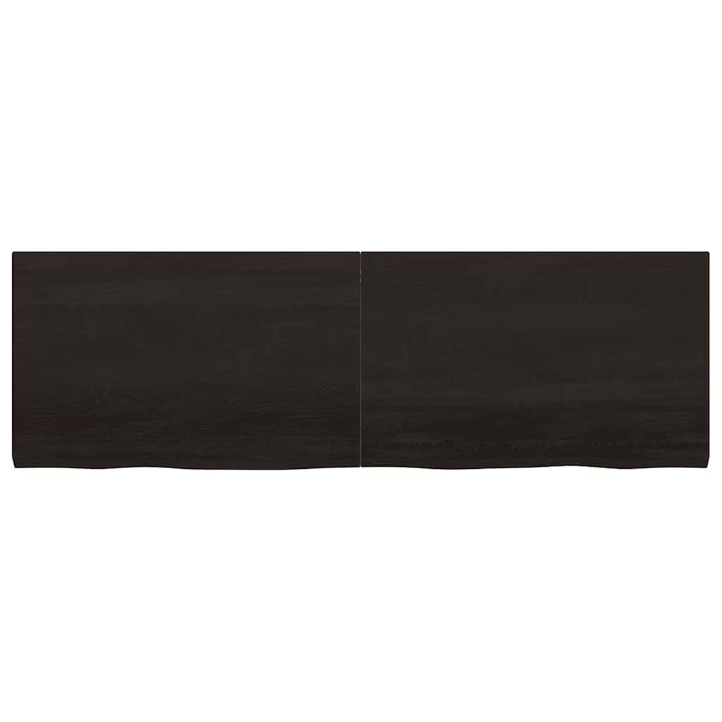 Wall Shelf Dark Brown 160x50x(2-4)cm Solid Oak Treated