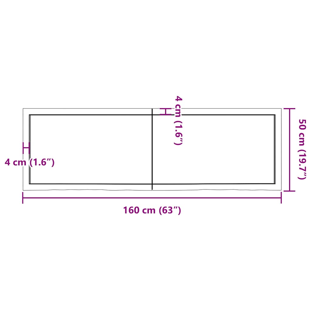 Wall Shelf Dark Brown 160x50x(2-4)cm Solid Oak Treated