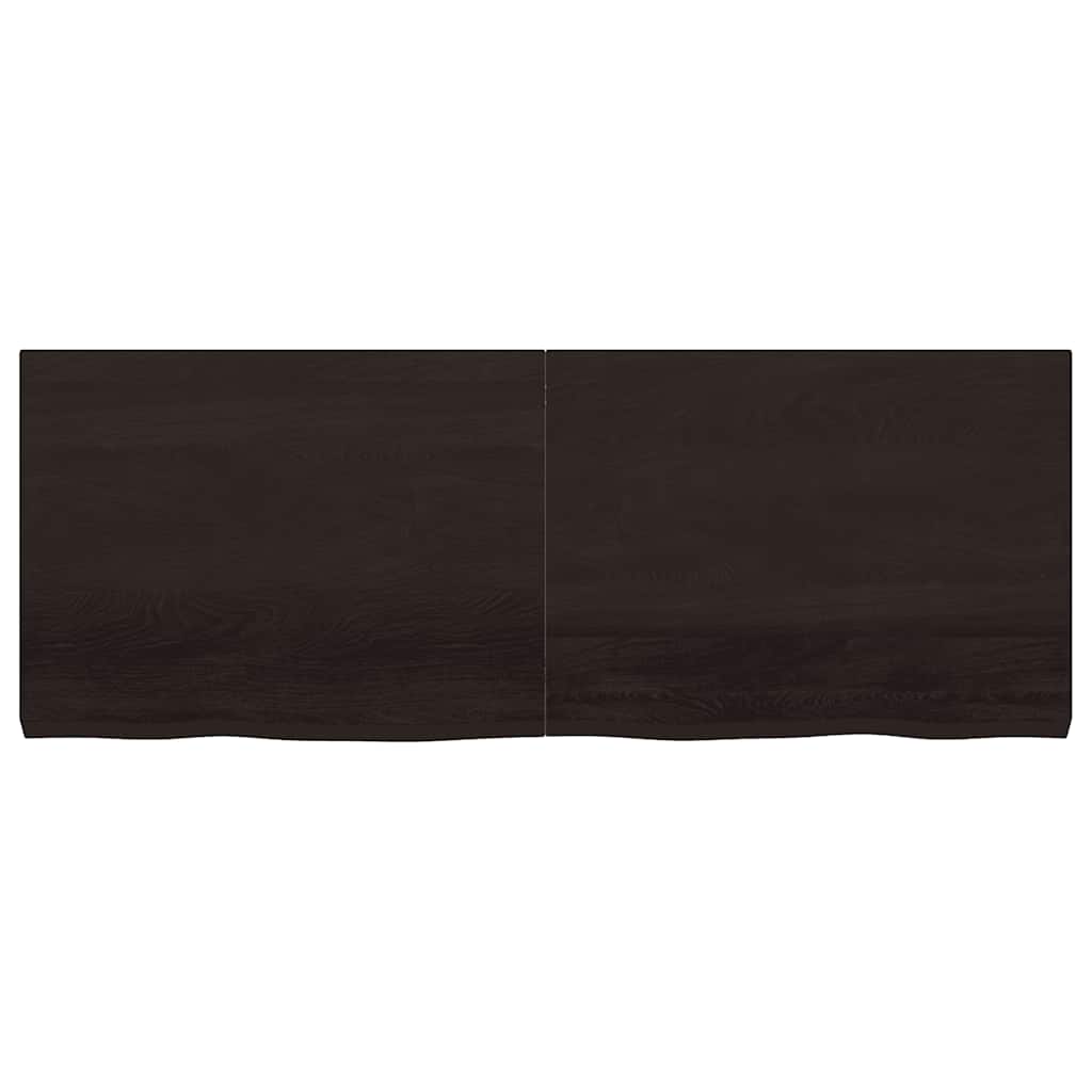 Wall Shelf Dark Brown 160x60x(2-6)cm Solid Oak Treated
