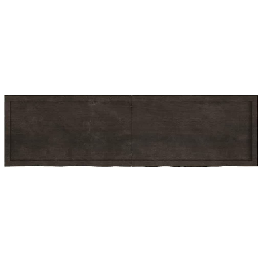 Wall Shelf Dark Brown 180x50x(2-4)cm Solid Oak Treated